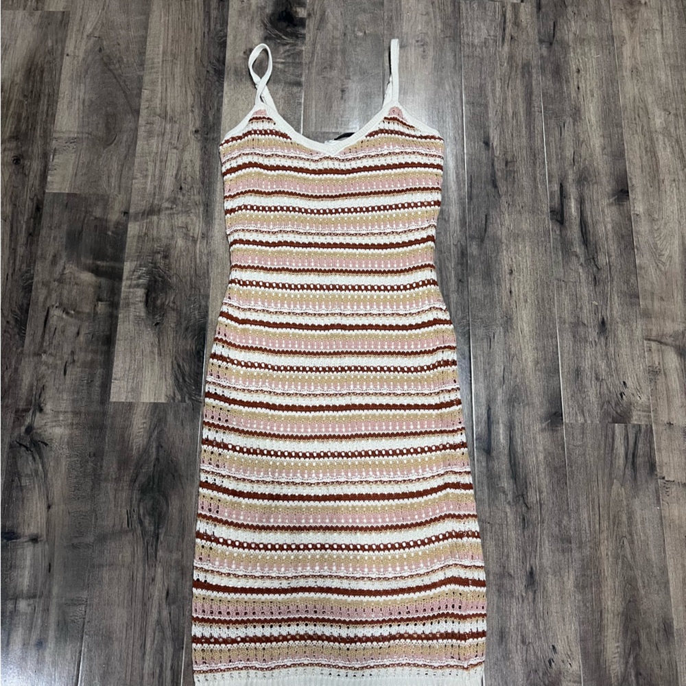 NWT Olive & Oak Women's Knit Multicolor Stripe Lined Dress Size Medium